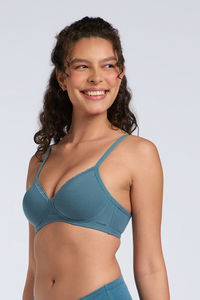Amante Cotton Casuals Padded Non-Wired Solid T-Shirt Bra - Aegean Blue — thumbnail 2
